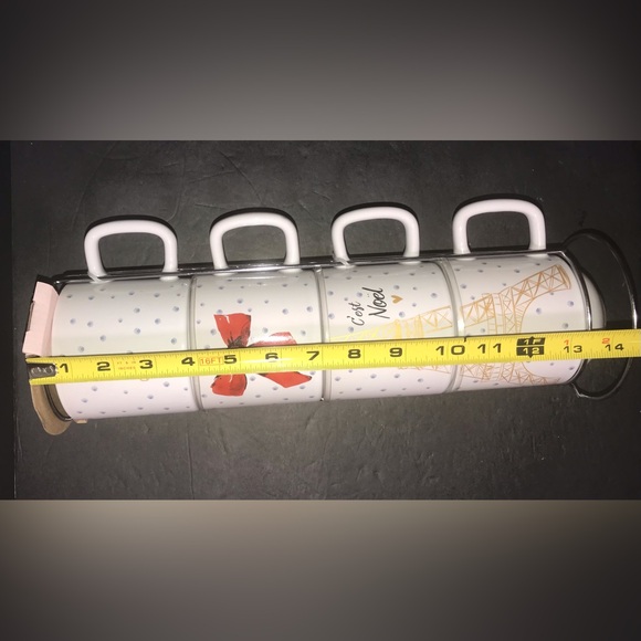 Stacking  Eiffel Tower Coffee Mug Set of 4 with Silver Metal Rack Carly & Rose - Picture 9 of 9